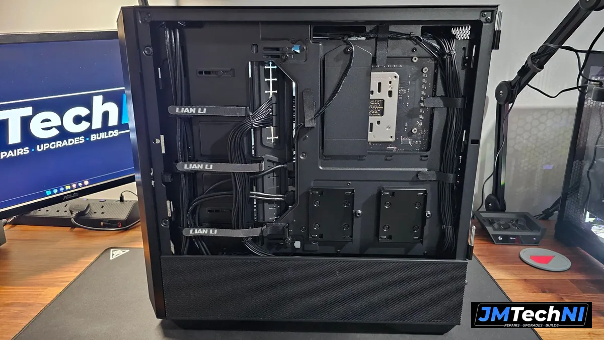 Cable management behind the motherboard tray
