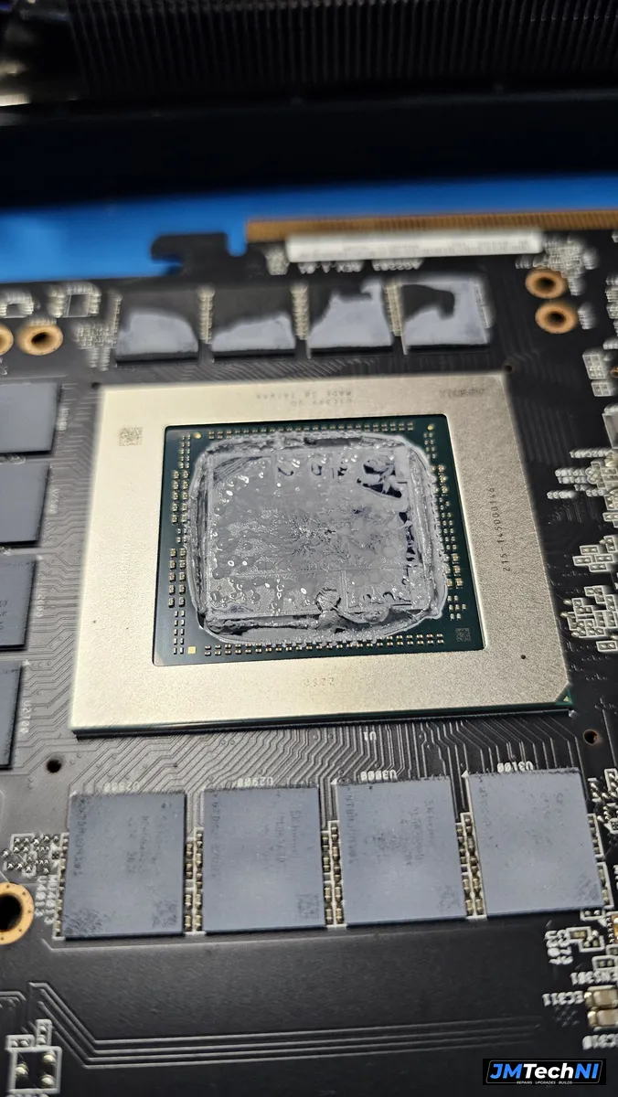 Old thermal paste, dried out and cracked